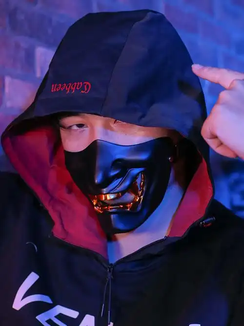 万圣节日本般若面具日式半脸男下恐怖鬼脸恶魔男树脂cos道具面罩