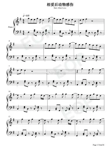 钢琴谱双手简谱双版本张惠妹相爱后动物感伤