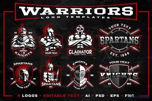 斯巴达勇士骑士角斗士健身房logo徽章标志aiepspsd源文件