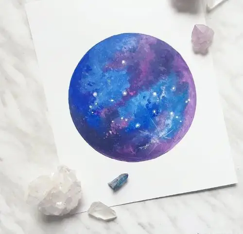 ins画师katejerryy67梦幻星球水彩画作品