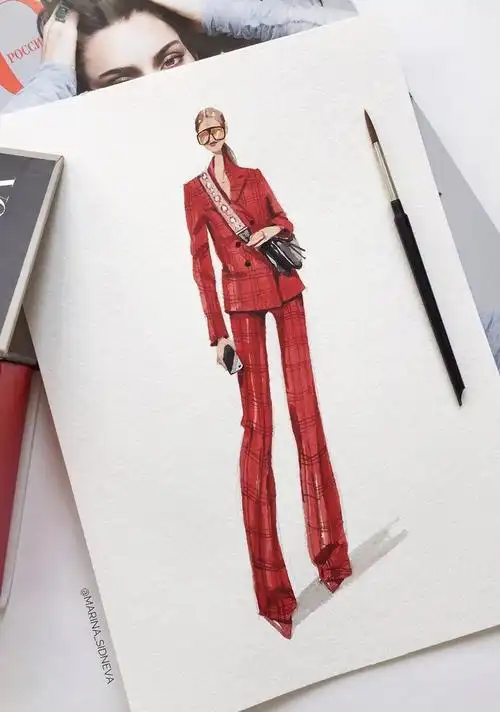 时装绘画 服装设计 水彩 插画 女装 作者@marina_sidnewa