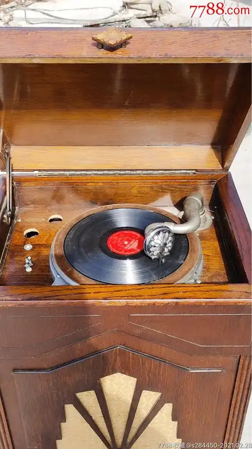 美国进口78转手摇落地式留声机唱片机