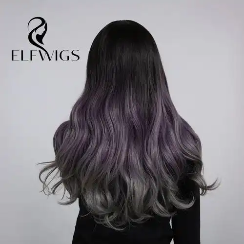 平台ebay,亚马逊,wish颜色烟熏紫灰(长卷发渐变色)65cm化妆品特性多变