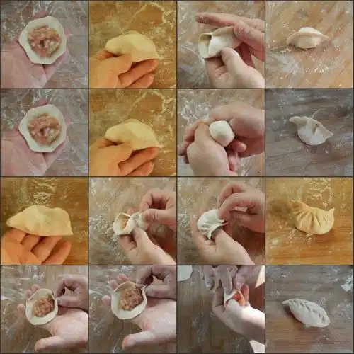 tips:饺子包好,底部一定要粘干粉,然后码在盖帘上,不然会粘底.