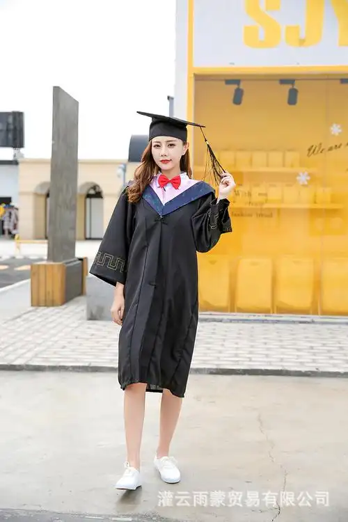 批发学士服毕业礼服学位服文科垂布学士帽男女大学生硕博士学院风