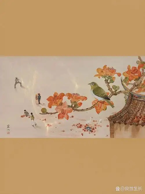 国画.没骨木棉花