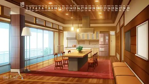 2020年2月唯美动漫风景插画日历壁纸