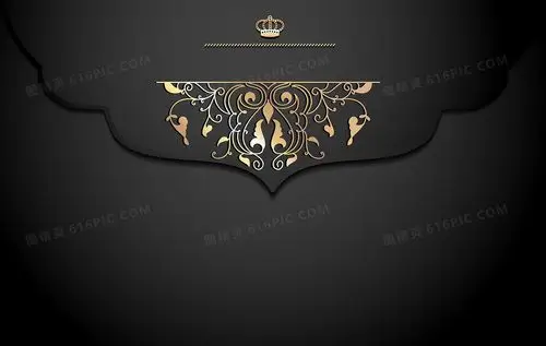 金色花边邀请函花纹黑色背景