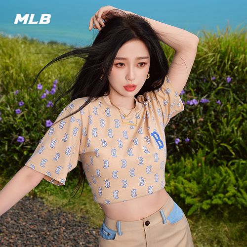 mlb官方男女情侣t恤老花logo虞书欣同款