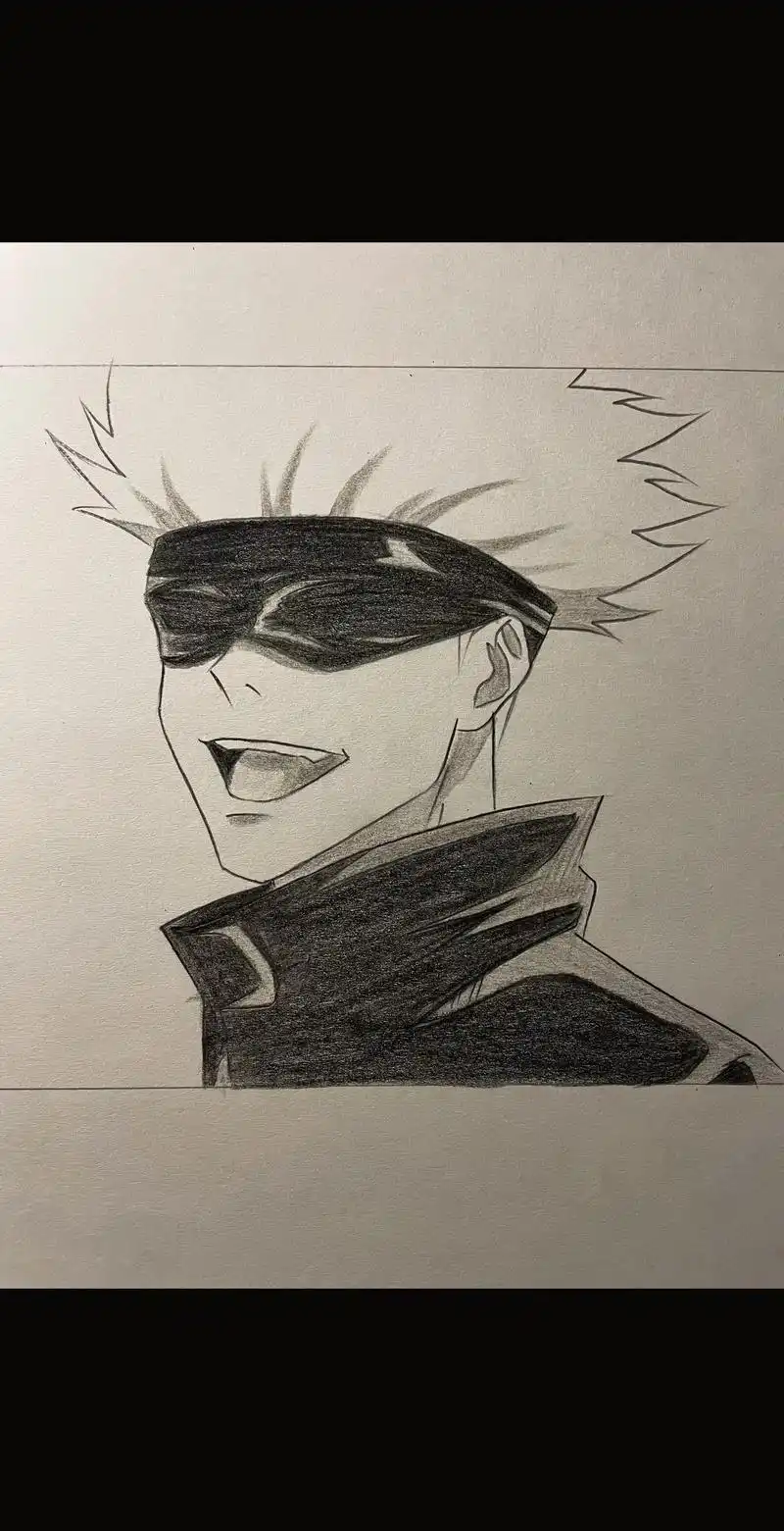 非常简单的五条悟 有手就能画.#咒术回战 #五条悟 #手绘 - 抖音