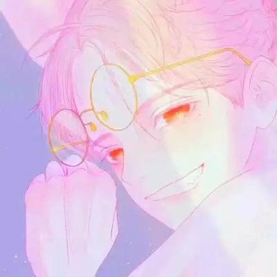 动漫漫画少女男生头像可爱男朋友金丝眼镜红眸粉色