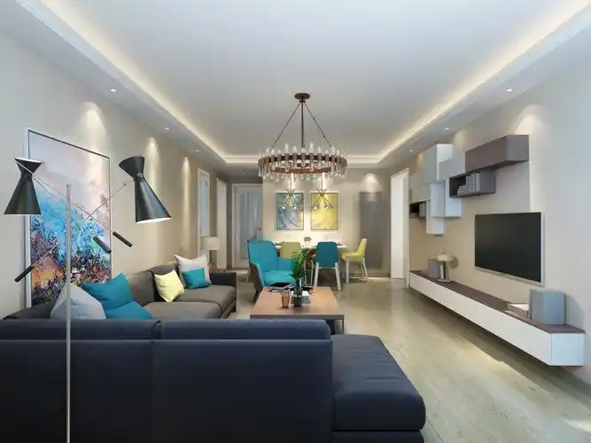 现代简约风 - 现代风格三室一厅二卫装修效果图 - ***波设计效果图