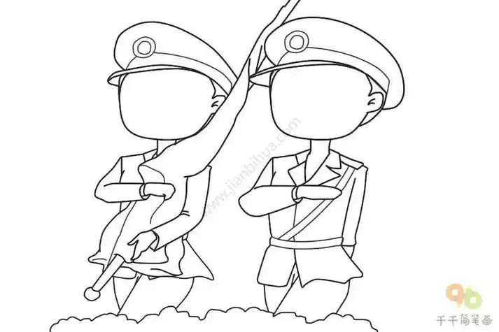 仪仗队的简笔画