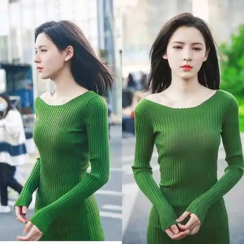 「绿色系列」当个明星穿起绿色衣服,哪一个更好看呢_一身_气质_长裙