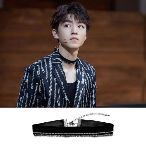 我们的乐队王俊凯同款黑绒带双o字链颈链tfboy2020新款项链锁骨链