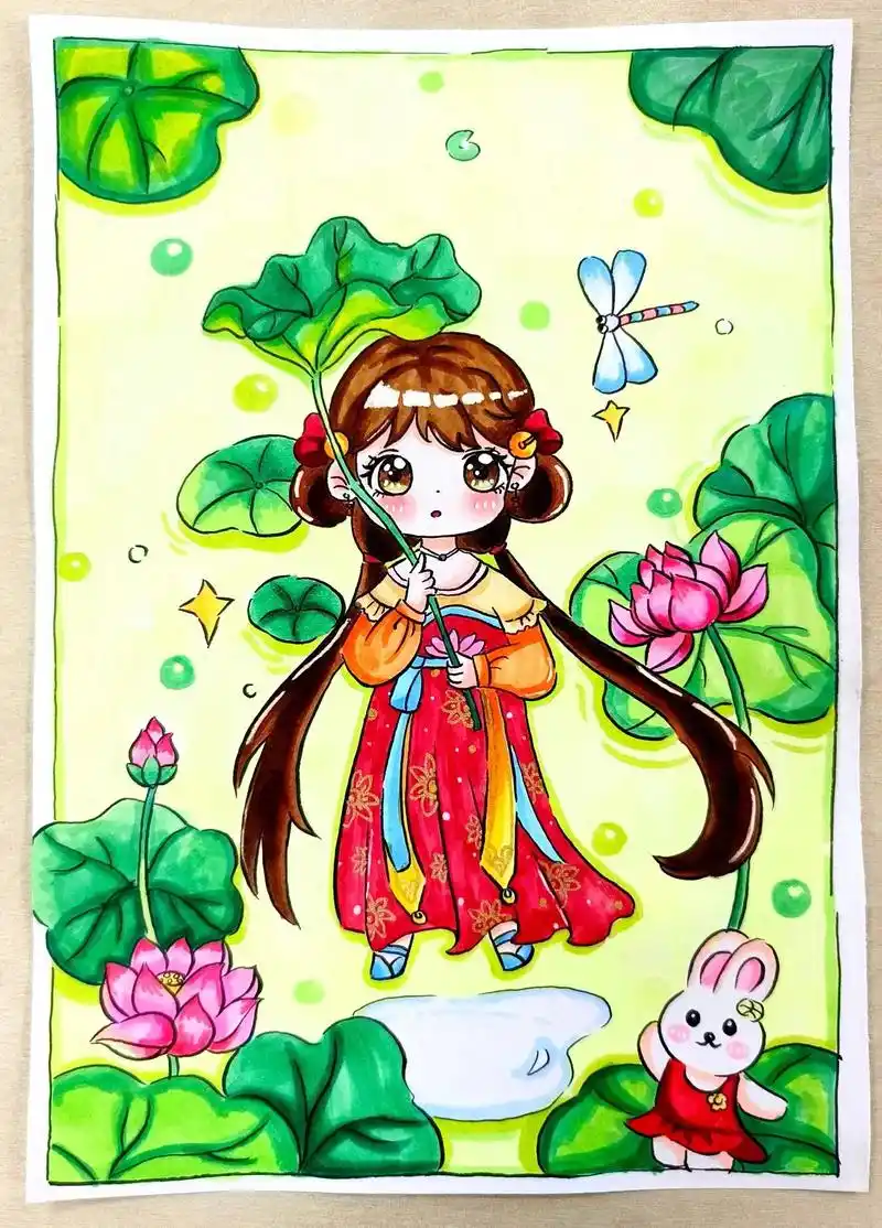 古装动漫人物绘画过程图.#手绘 #q版人物 #马克笔手绘 # - 抖音