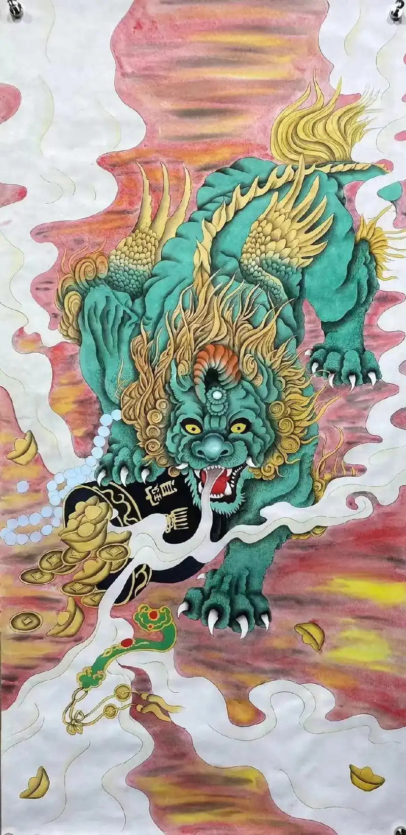 貔貅招财四尺#手绘国画作品 #尺寸根据客户空间来定制 #东莞 - 抖音