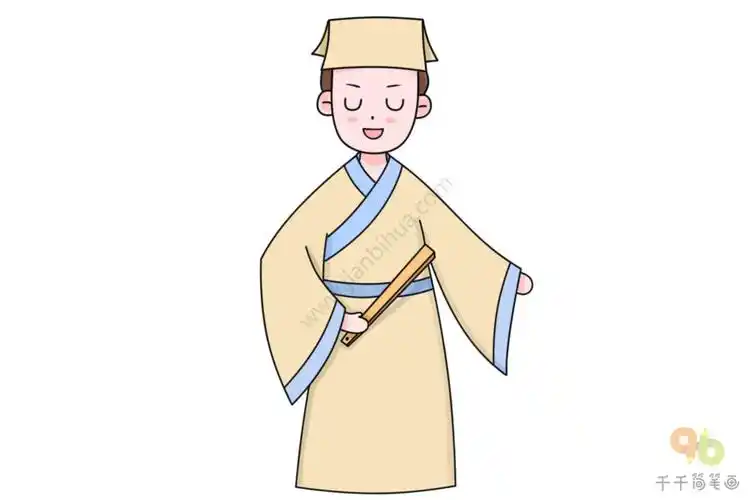 古代书生简笔画步骤教程_古代人物简笔画