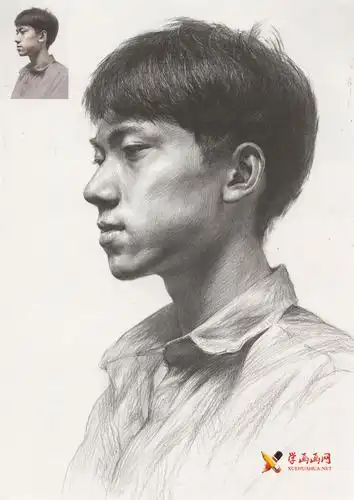 素描侧面男子的头像画法高清图片__素描头像_人物素描_学画画网_国内