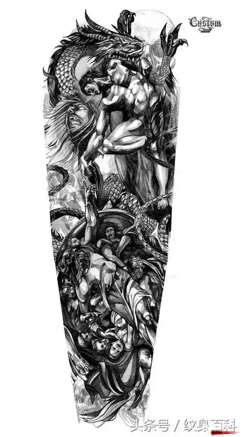 九素刺青纹身手稿第16期:花臂手稿素材