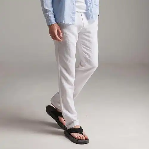 夏季亚麻裤超薄款男士棉麻休闲裤直筒白色男裤子透气男装青年长裤