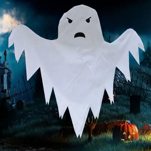 万圣节装饰品挂件白色幽灵布挂件恐怖幽灵风筒挂件节日装饰品挂件