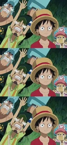 海贼王卡通动漫三格拼接手机壁纸