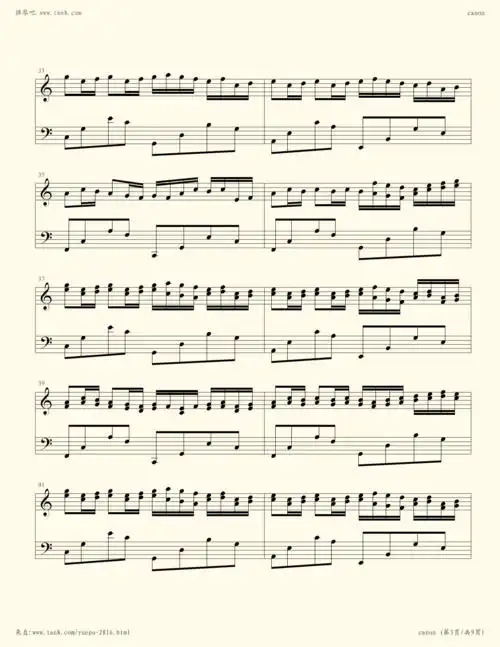 钢琴谱 - 卡农-(简单和弦版)