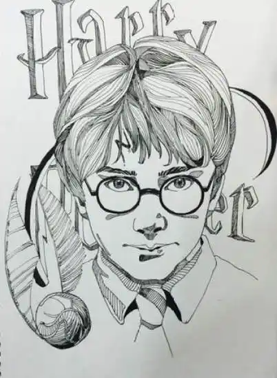 哈利波特简笔画 哈利波特简笔画三人组