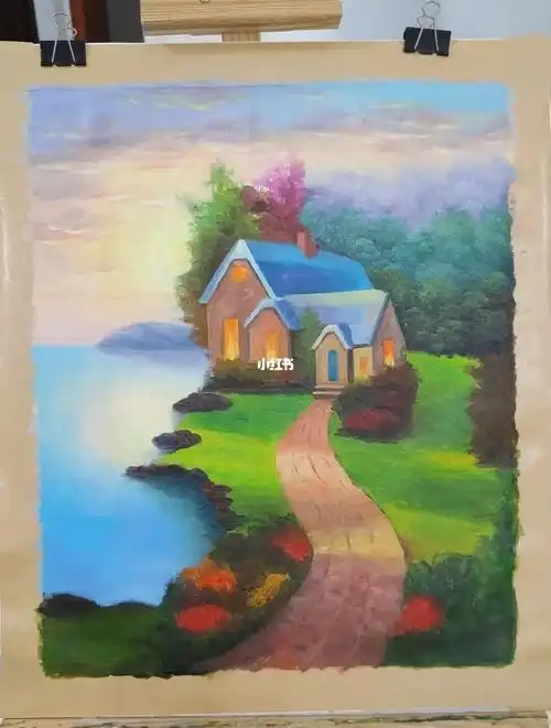 颜料画简单图画风景画颜料画初学者风景