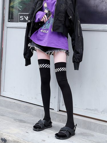 帕耐克丝高筒袜女韩国ins潮过膝袜春夏瘦腿日系jk大腿袜黑色袜子