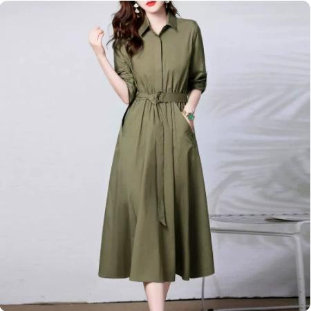 收腰显瘦气质名媛长袖级感韩波连衣裙女装裙子潮新款春秋季