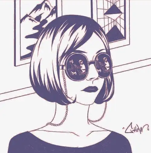 手绘戴眼镜的女人