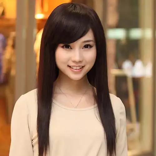 贝丽美假发女斜刘海长直发商务整顶假发头套韩国中长款ol时尚假发