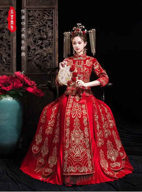 个子礼服出阁服同款秀禾服新娘2020新款女红色显瘦婚纱中式结婚礼服中