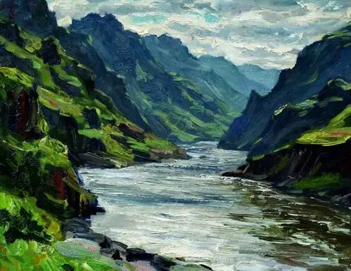 姚钟华  《黄河》   布面油画  250cm500cm 1972年姚钟华  《啊!