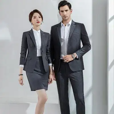 2019铭圣职业装男女西装套装韩版修身商务白领销售面试服