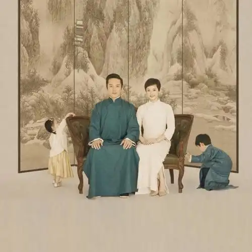 出租邓超孙俪全家福亲子影楼写真服装民国长衫旗袍情侣中国风古装