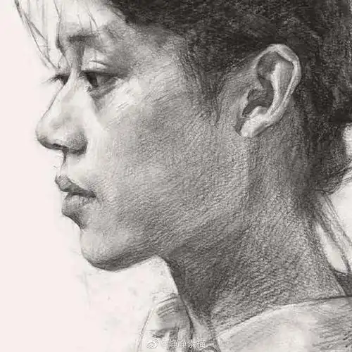 峥峥#素描头像#五官局部系列——女青年#美术生##全民知识节