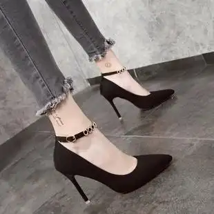 高跟鞋女细跟尖头性感10厘米