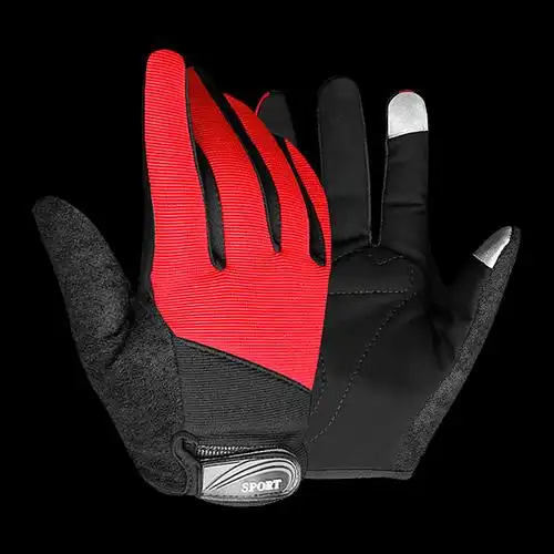 触屏骑行手套全指男女秋冬抓绒摩托车山地自行车手套长指防滑装备