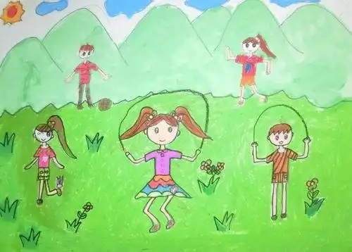少儿书画作品-《体育课》/儿童书画作品《体育课》欣赏_中国少儿美术