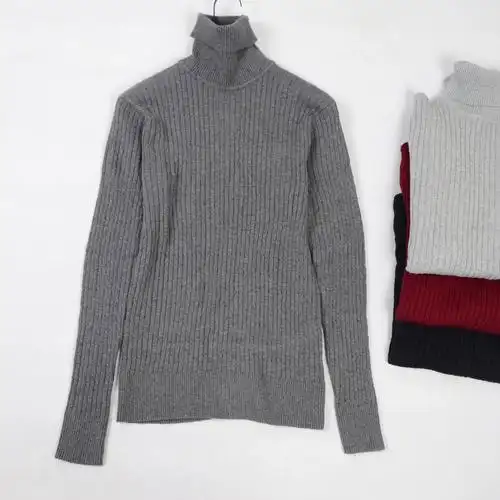 纯棉线毛衣高领麻花修身内搭打底针织衫全棉线衣胖妹妹大码女冬男