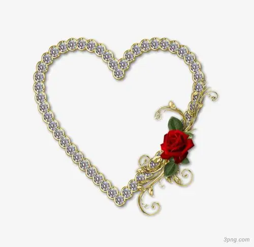 白色水晶心框png素材透明免抠图片-节日元素