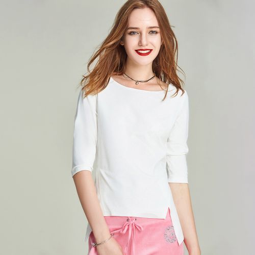 marche欧美风不规则剪裁中袖半袖女式t恤2024春款