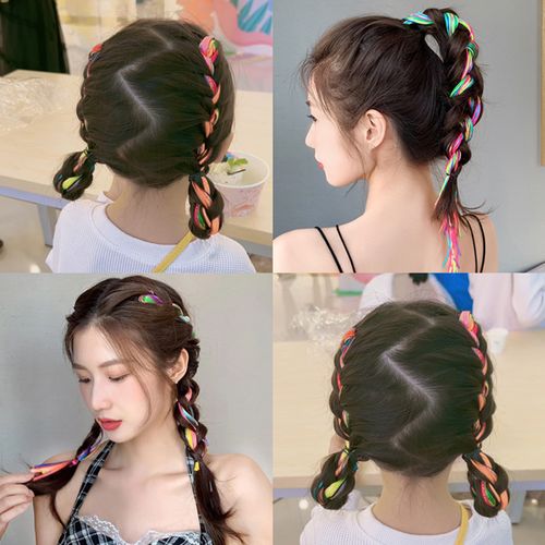 嫣然一笑编发彩绳脏辫民族风渐变发绳辫子女童脏脏辫宽边头绳发饰