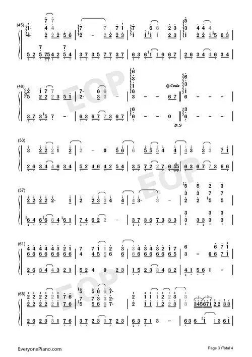 从开始到现在-冬季恋歌主题曲双手简谱预览3