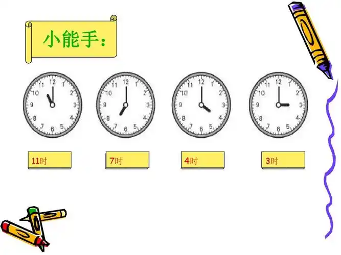 了解钟面的结构,认识整点,并尝试探索出其规律. 2.