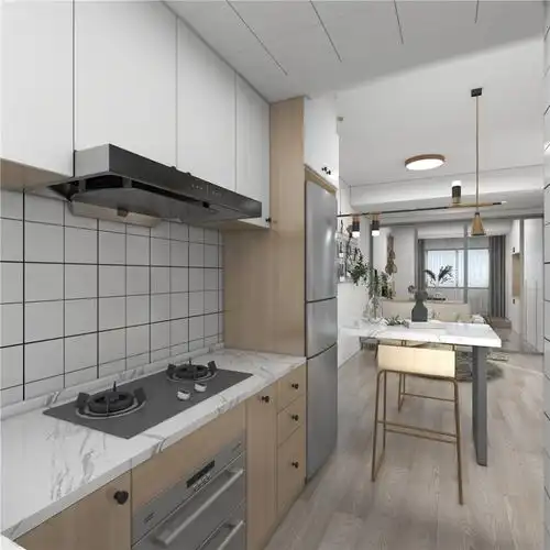 普陀区真光新村38现代简约一室一厅厨房装修效果图