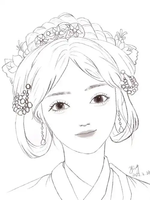 阿jin团练 #ipad绘画  #procreate #少女线稿  #古风插画  #线稿